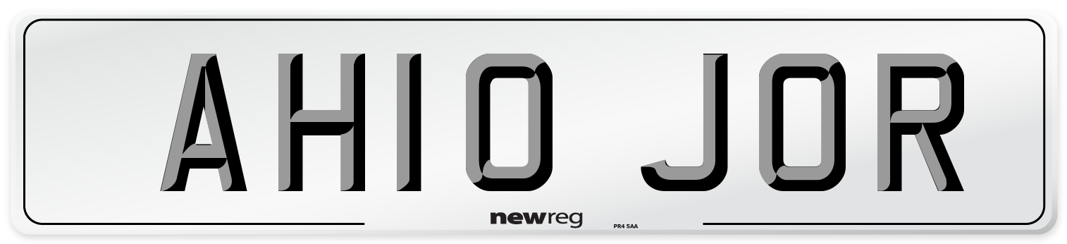 AH10 JOR Number Plate from New Reg